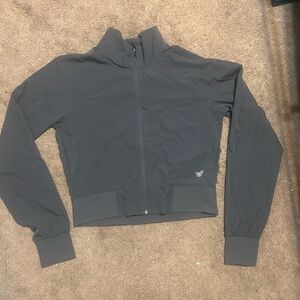 Grey Varsity cropped zip up